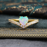 Heart Shaped Opal Engagaement Ring Classic Wedding Ring